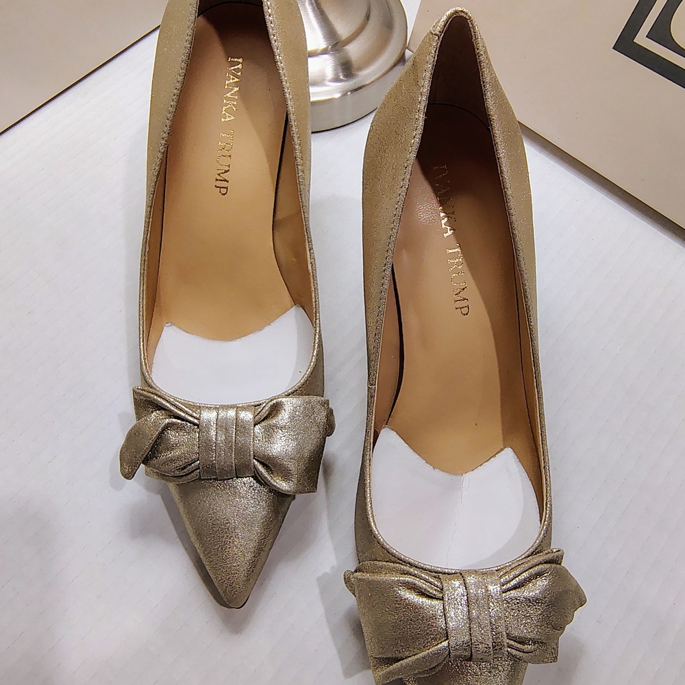 Ivanka Trump Gold Suede Women's Shoes